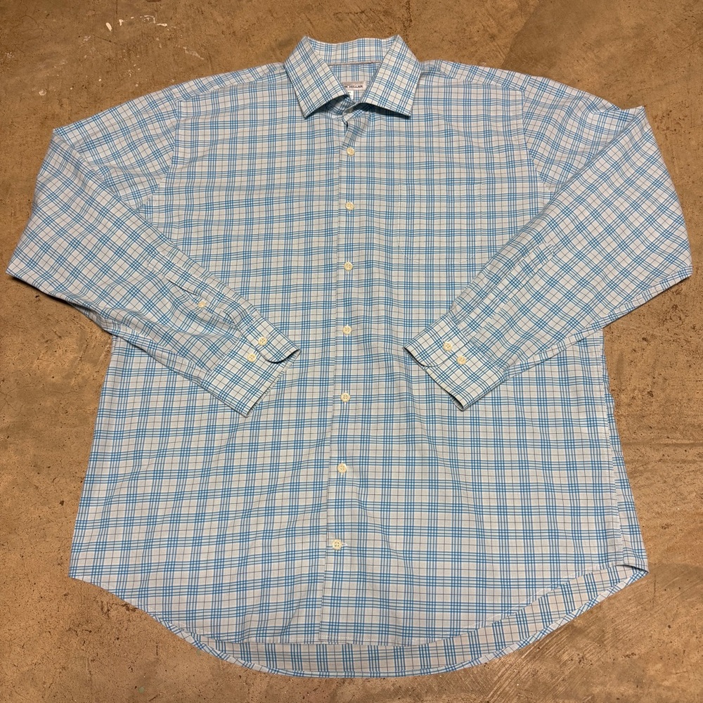 Peter Millar Light Blue Plaid Men's Shirt